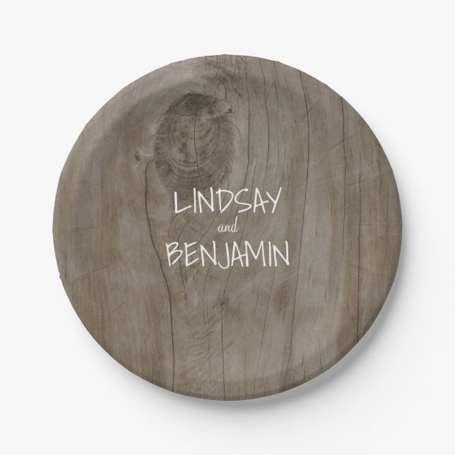 Rustic Barn Wood Country Wedding Paper Plate (Front)
