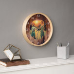 Rustic barn wood custom family photo wood frame clock<br><div class="desc">Rustic,  dark barn wood wall clock with Roman numbers.
You can personalize and add your own photo and create a very personal and unique clock.</div>