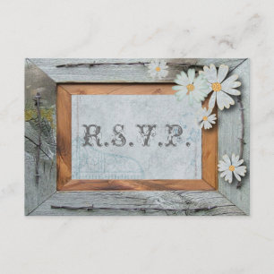 rustic barn wood daisy country wedding RSVP Card