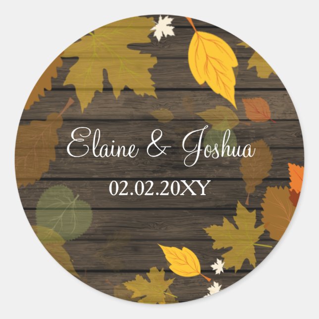 Rustic Barn Wood Fall Wedding stickers (Front)