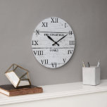 Rustic barn wood family name large clock<br><div class="desc">Rustic barn wood wall clock with large Roman numbers.
You can personalize and add your own name.</div>