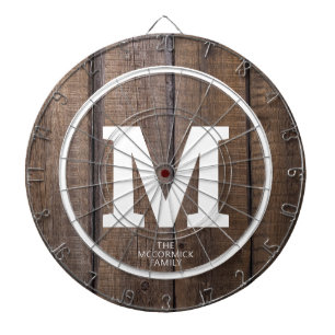 Rustic Barn Wood Family Personalized Monogram Dartboard
