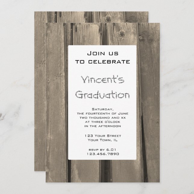 Rustic Barn Wood Graduation Party Invitation (Front/Back)