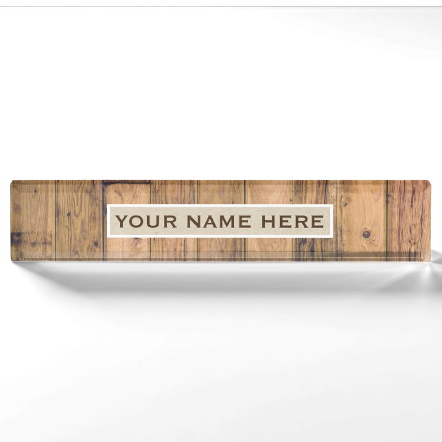 Rustic Barn Wood & Kraft Personalized Name Plate (Front)