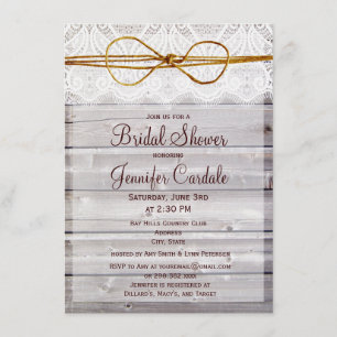 Rustic Barn Wood Lace Bridal Shower Invitations