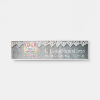 Rustic Barn Wood Lace Nameplate Office Workspace