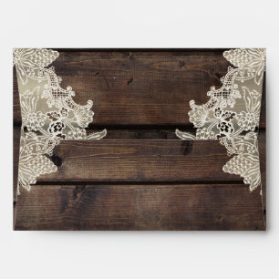 Rustic Barn Wood & Lace Romantic Elegant Wedding Envelopes
