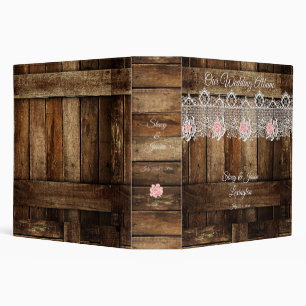 Rustic Barn Wood & Lace Wedding Album Binder