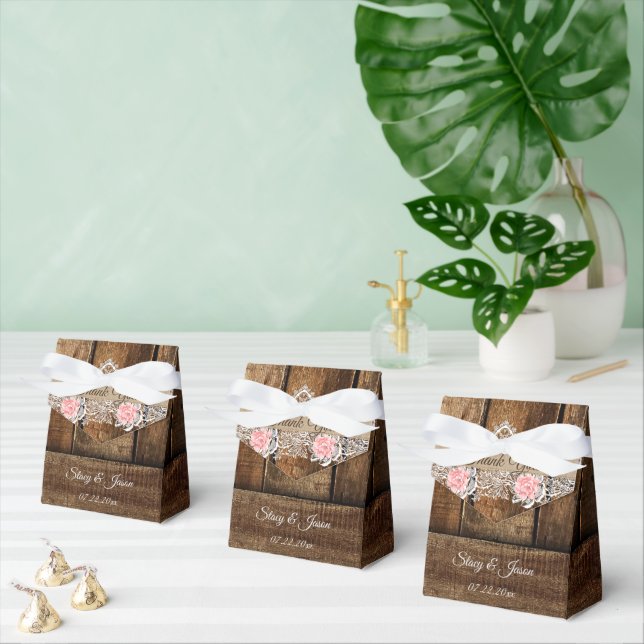 Rustic Barn Wood & Lace Wedding Favor Box (Multiple)