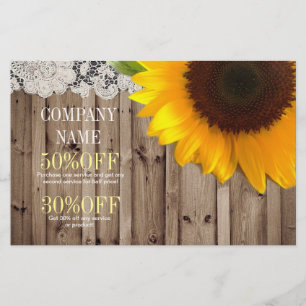 rustic  Barn Wood Lace western country sunflower Flyer