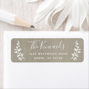 Rustic barn wood laurel wreath return address