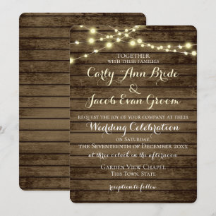 Rustic Barn Wood Lights Invitation