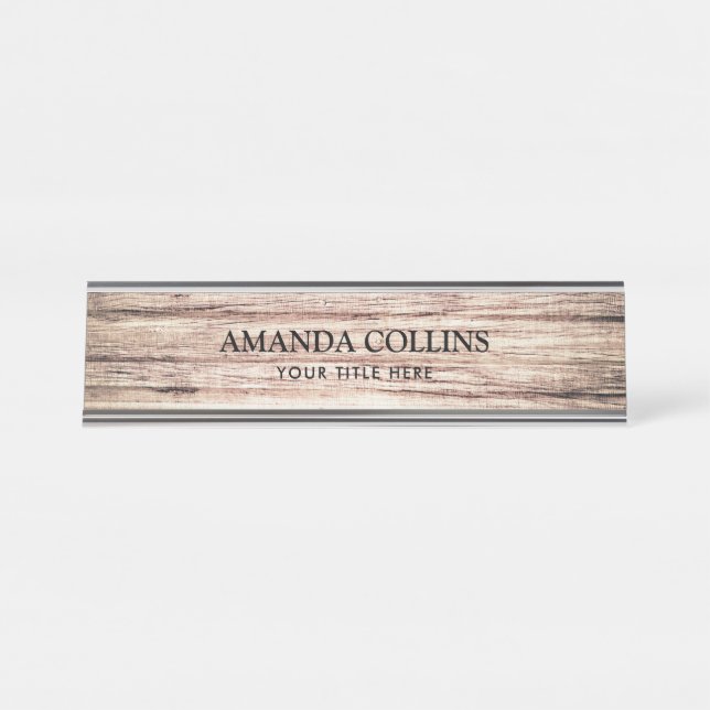 Rustic barn wood look desk name plate (Front)