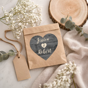 Rustic Barn Wood Monogram Heart Wedding Sticker