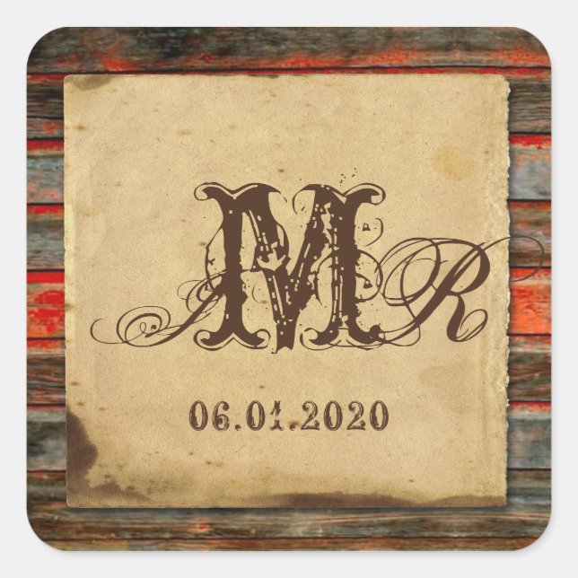 Rustic Barn Wood Monogram Sticker (Front)