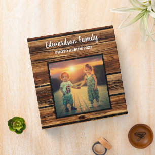 Rustic barn wood pattern family photo binder