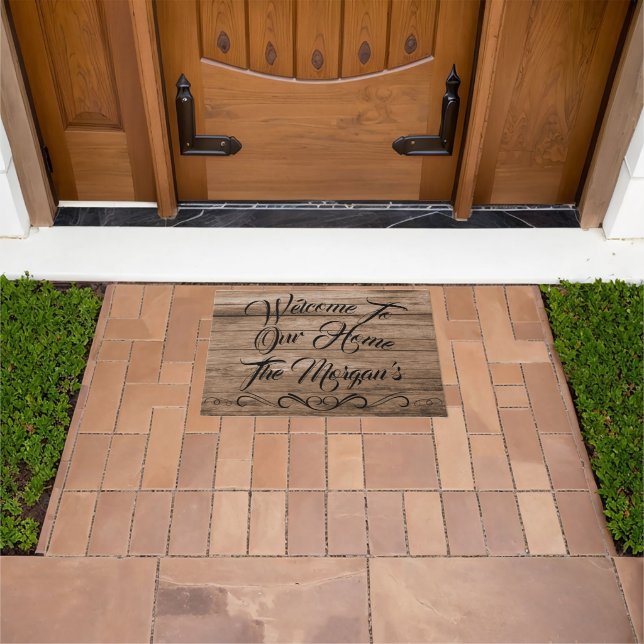 Rustic Barn Wood Photo Small Welcome Mat (Outdoor)