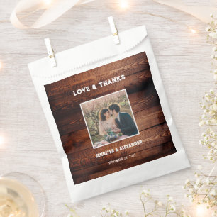 Rustic barn wood photo Wedding Love Thanks Favour Bag