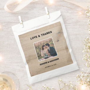 Rustic barn wood photo Wedding Love Thanks Favour Bag