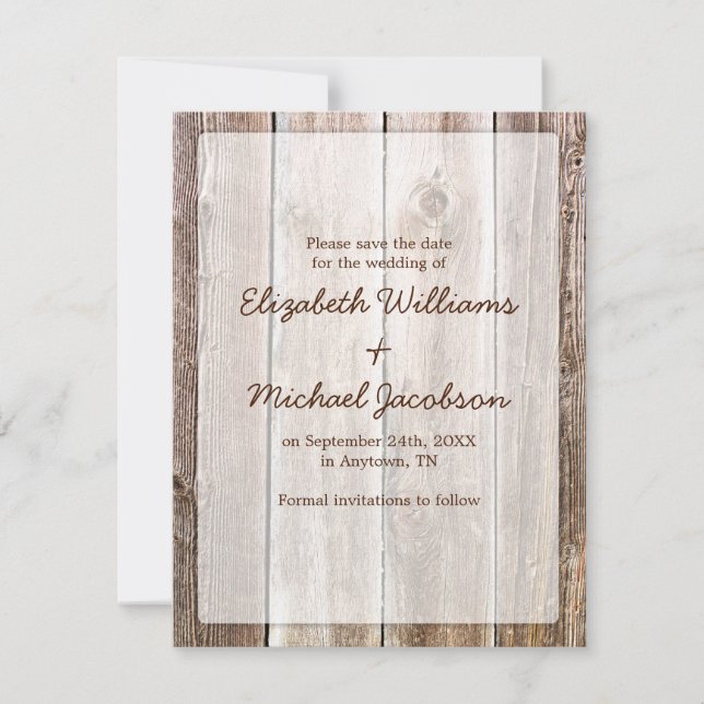 Rustic Barn Wood Save the Date (Front)