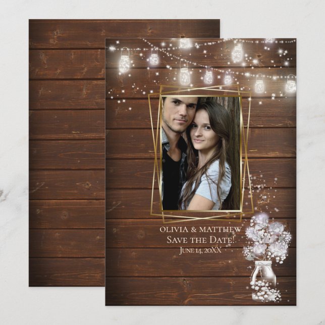 Rustic Barn Wood Save the Date Invitation (Front/Back)