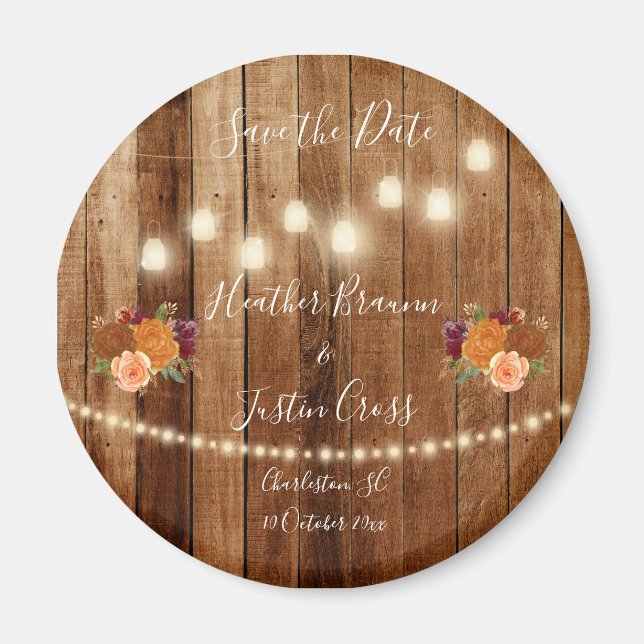 Rustic Barn Wood Save The Date Magnet (Front)