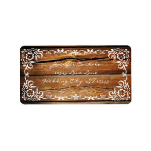 Rustic Barn Wood Scroll Wedding Address Labels