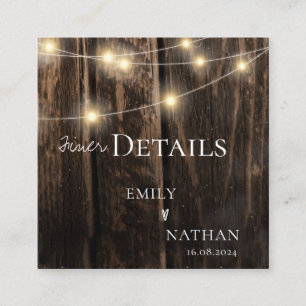Rustic Barn Wood String Lights Country Wedding Enclosure Card