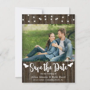 Rustic Barn Wood String Lights Photo Card