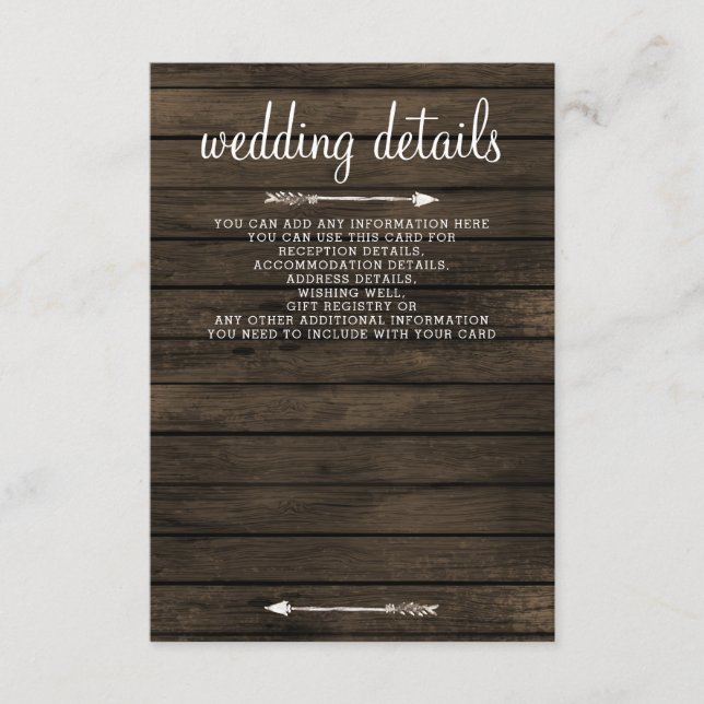 Rustic Barn Wood Succulent Country Chic Wedding Enclosure Card (Front)