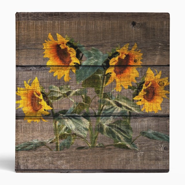 Rustic Barn Wood Sunflower Binder (Front)