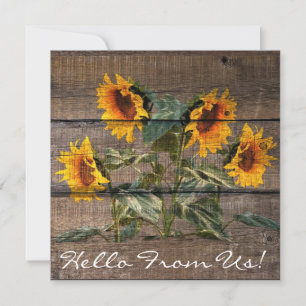 Rustic Barn Wood Sunflower Card