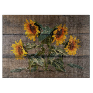 Rustic Barn Wood Sunflower Cutting Board