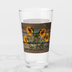 Rustic Barn Wood Sunflower Glass