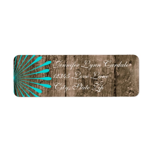 Rustic Barn Wood Teal Flower Address Labels (Front)