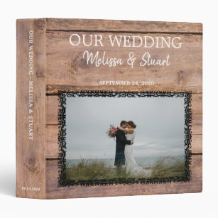 Rustic barn wood vintage photo Wedding album Binder
