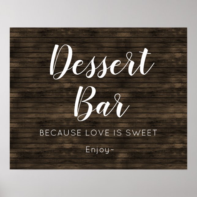 Rustic Barn Wood Wedding Dessert Bar Sign (Front)