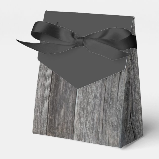 Rustic Barn Wood Wedding Favor Box (Front Side)