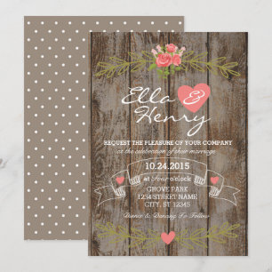 Rustic Barn Wood Wedding Invitation