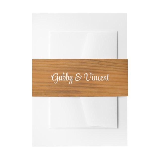 Rustic Barn Wood Wedding Invitation Belly Band (Front Example)