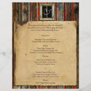 Rustic Barn Wood Wedding Menu