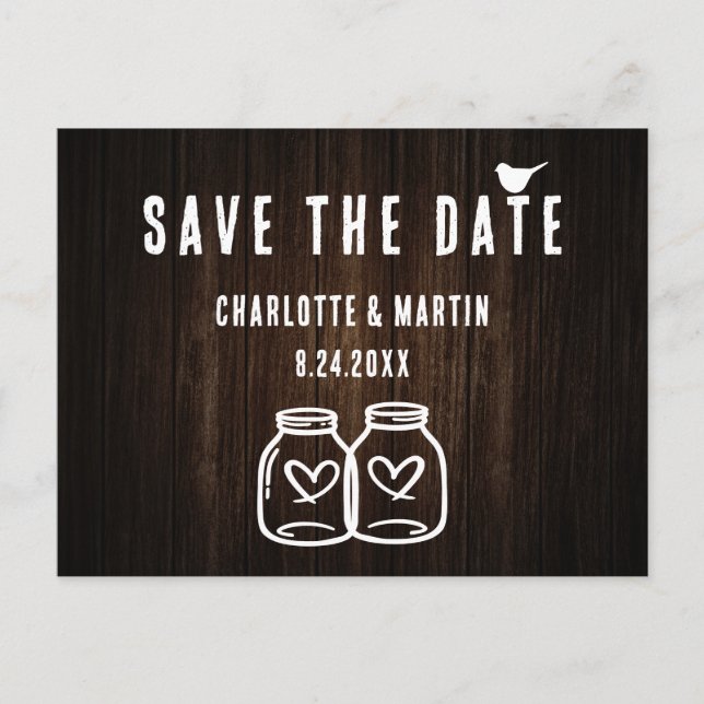 Rustic Barn Wood Wedding Save The Date Postcard (Front)