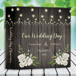 Rustic Barn Wood Wedding Scrapbook Album Binder<br><div class="desc">Cherish your wedding photos in this scrapbook album with old, dark barn wood background with hanging string lights above and antique white floral bouquet corners at bottom left and right on front and back. To Customize anything, use the personalize button, and if you wish to click the Customize further link....</div>