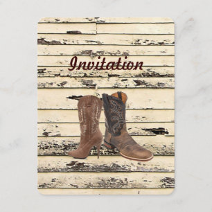 rustic Barn Wood Western country cowboy Wedding Invitation