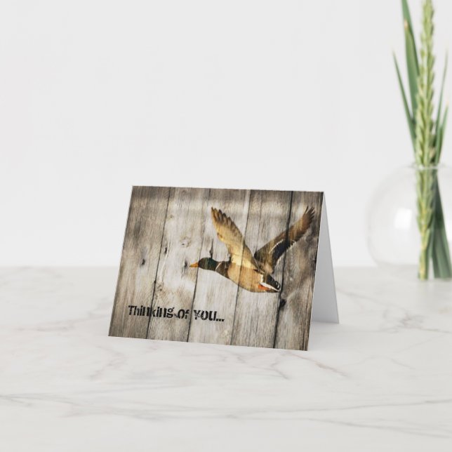 Rustic Barn wood Western Country flying Wild Duck Card (Front)