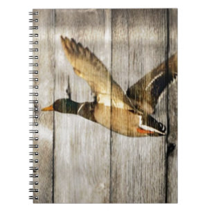 Rustic Barn wood Western Country flying Wild Duck Notebook
