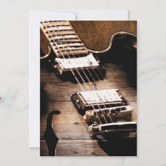 Rustic Barn Wood Western Country Music Guitar Invitation (Front)
