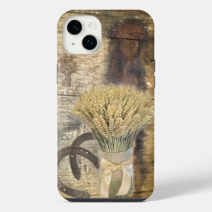 rustic barn wood wheat horseshoes western iPhone 14 plus case