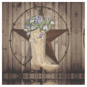 rustic barn wood wildflower cowboy western star fabric
