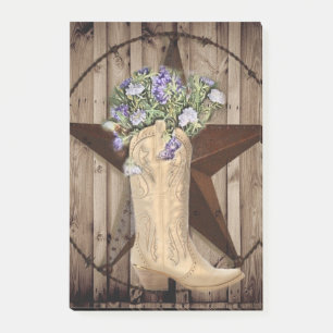 rustic barn wood wildflower cowboy western star post-it notes